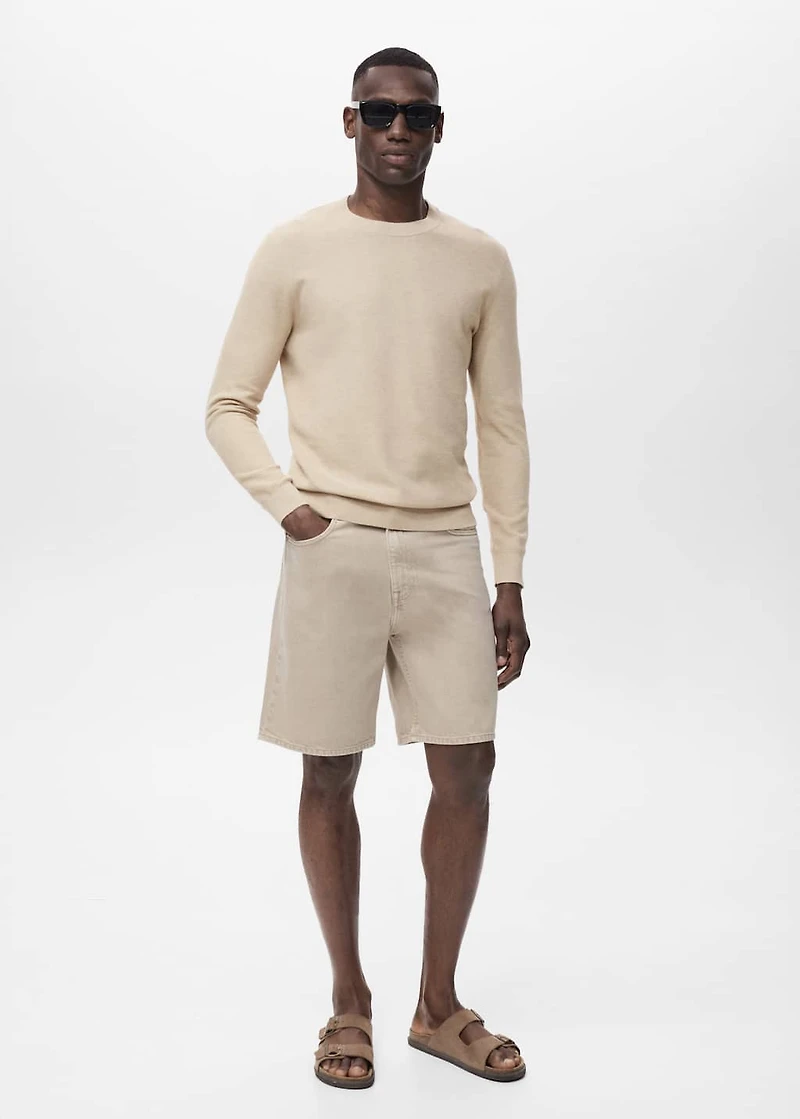 Microstructured cotton knitted sweater