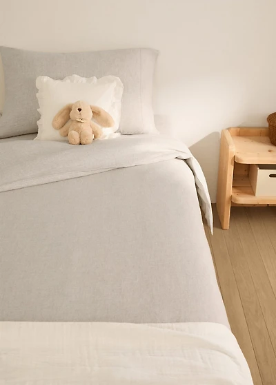 Washed linen children’s duvet cover with hemstitch for 90 cm bed
