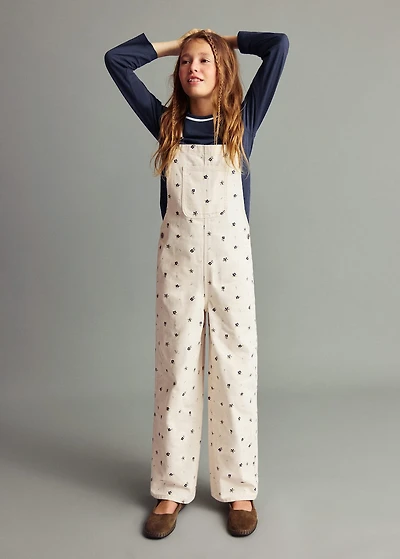 Floral print dungarees