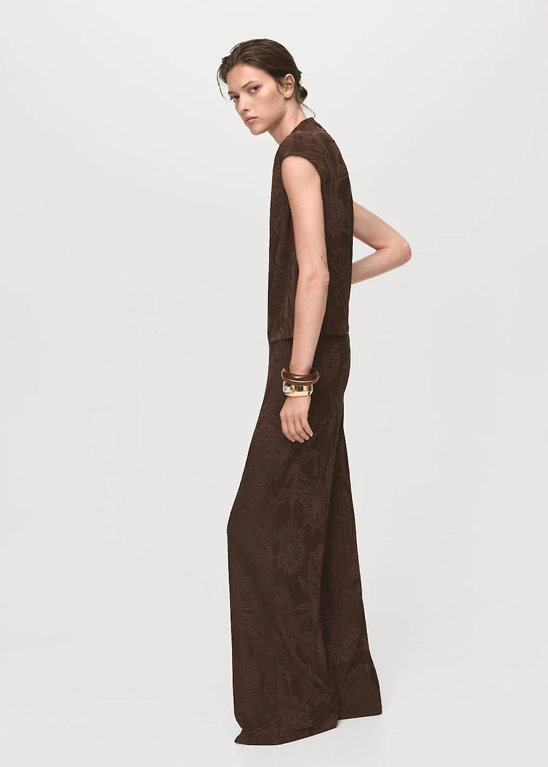 Jacquard floral-print straight pants