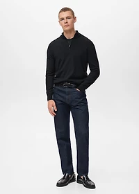 100% merino wool sweater with perkins collar