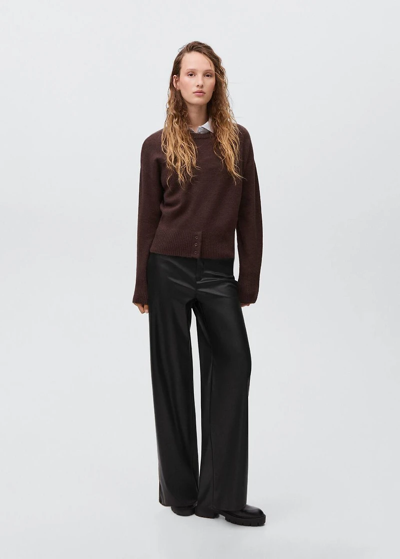 Straight leather-effect pants