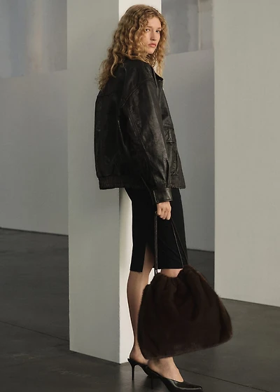 Fur-effect shoulder bag