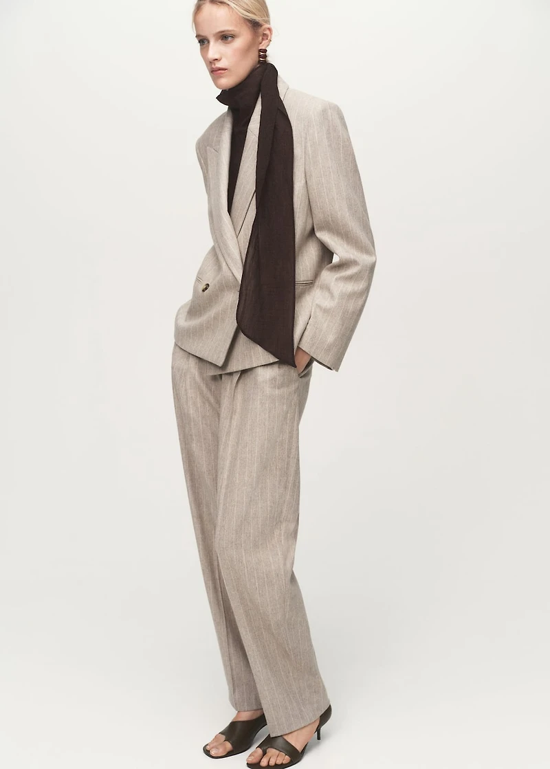 Pinstripe wool suit pants