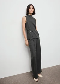 Straight-fit pants with elastic waist