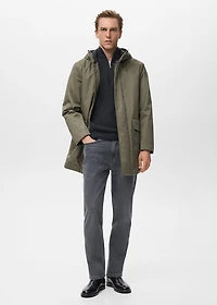 Quilted parka with water-repellent hood