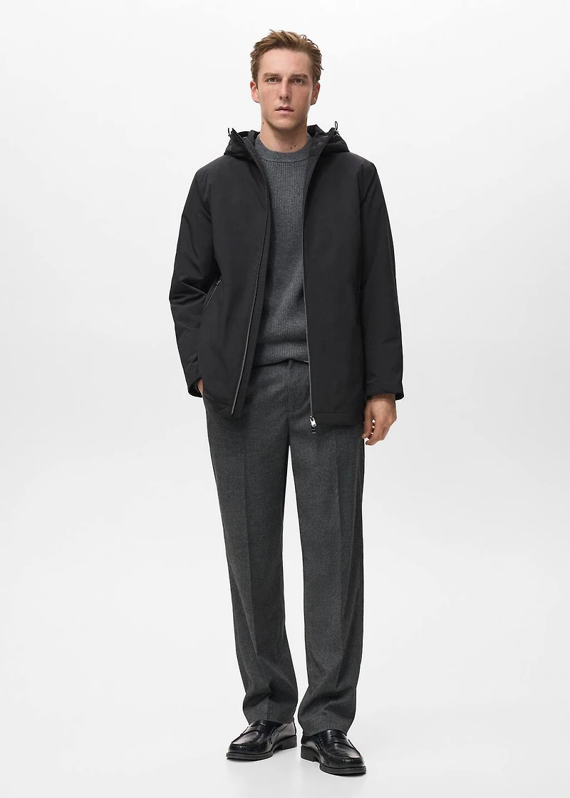 Water-repellent hooded barn jacket