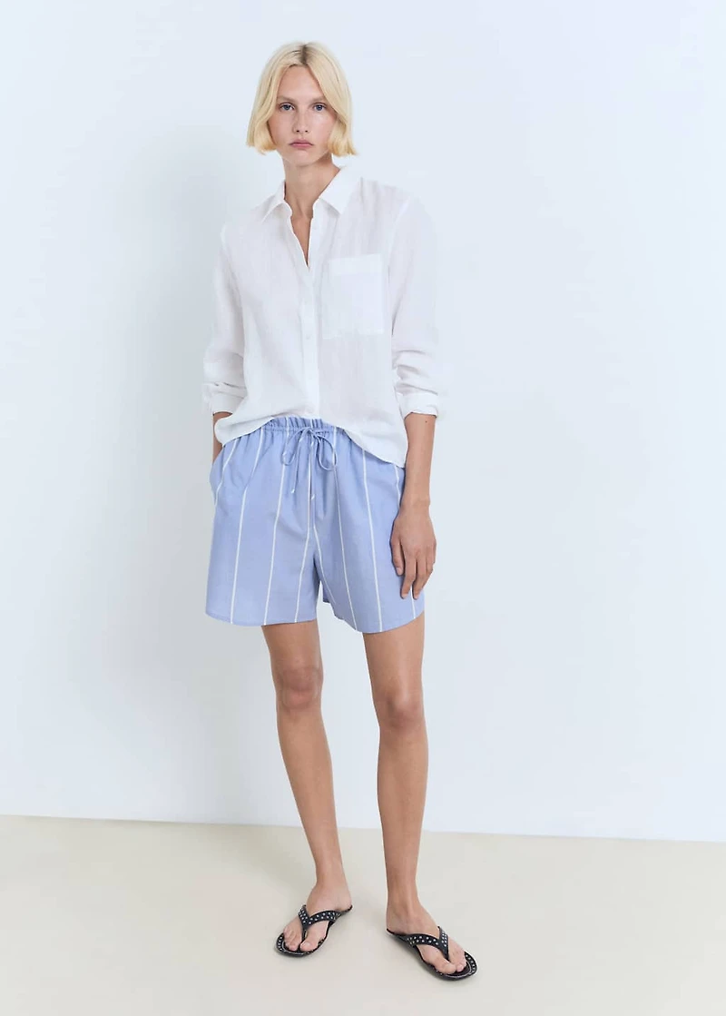 Striped cotton shorts