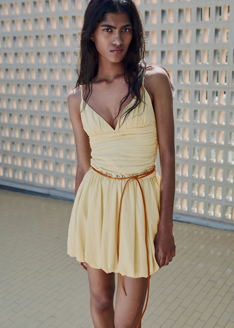 Gathered balloon dress