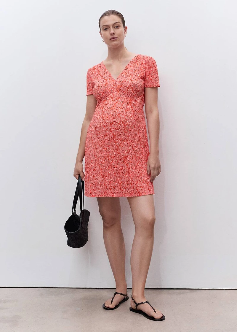 Maternity dress with floral texture