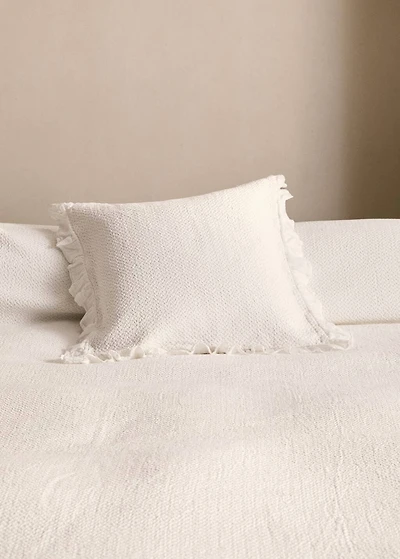 Cotton bed cushion cover with ruffle finish 50x50 cm
