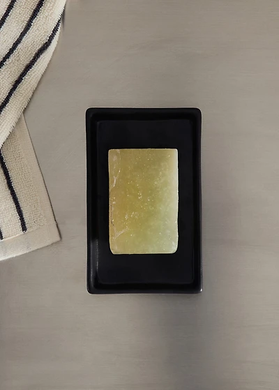 Matte-finish stoneware soap dish