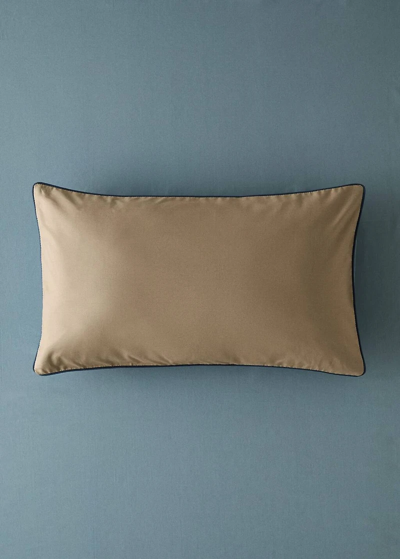 Reversible percale cotton pillowcase with contrasting piping 30x50 cm