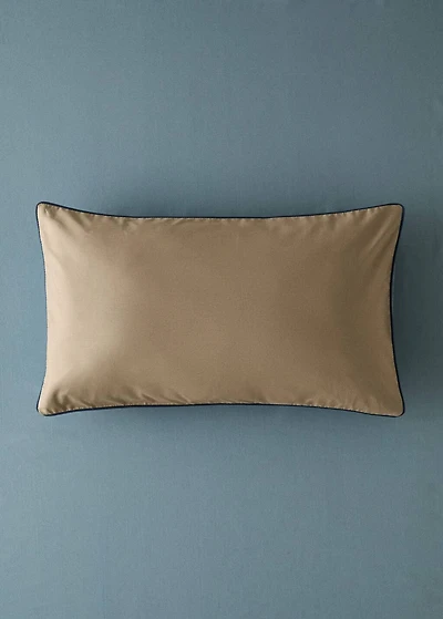 Reversible percale cotton pillowcase with contrasting piping 30x50 cm