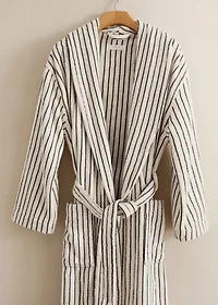 Two-tone striped bathrobe