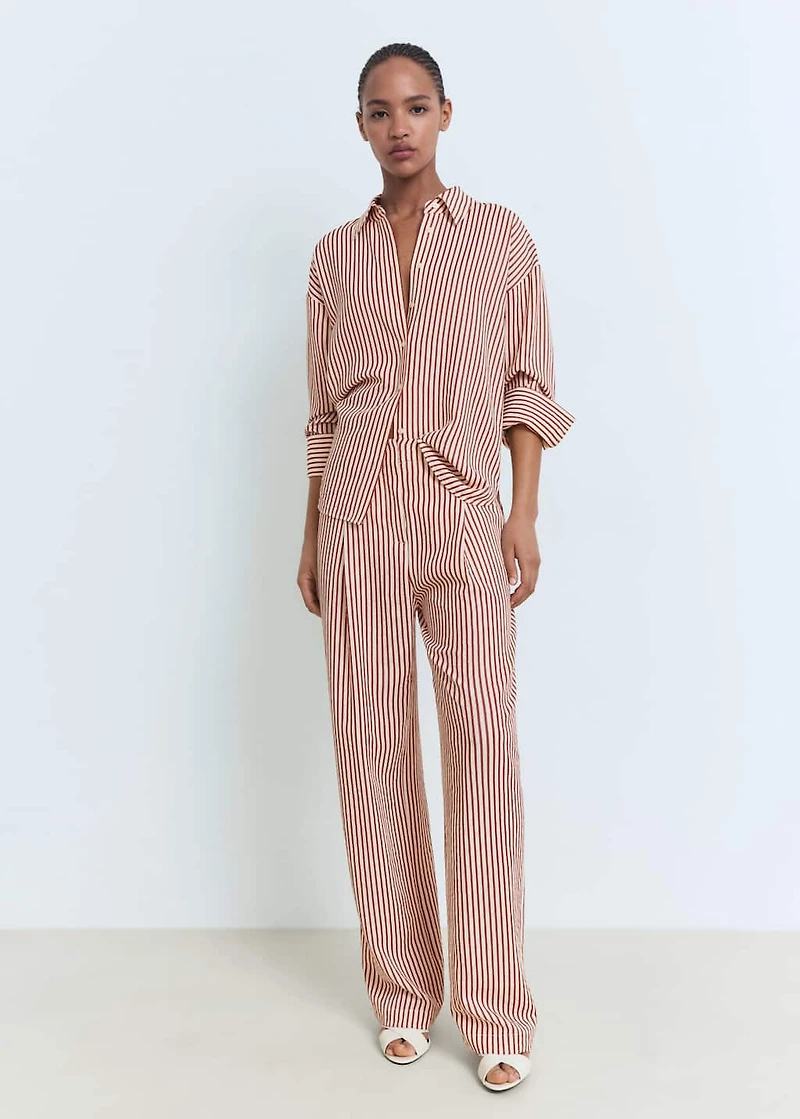 Pleated striped pants