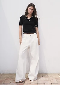 Polo-neck sweater with contrasting trims
