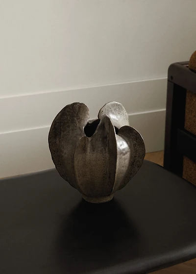 Low organic stoneware vase