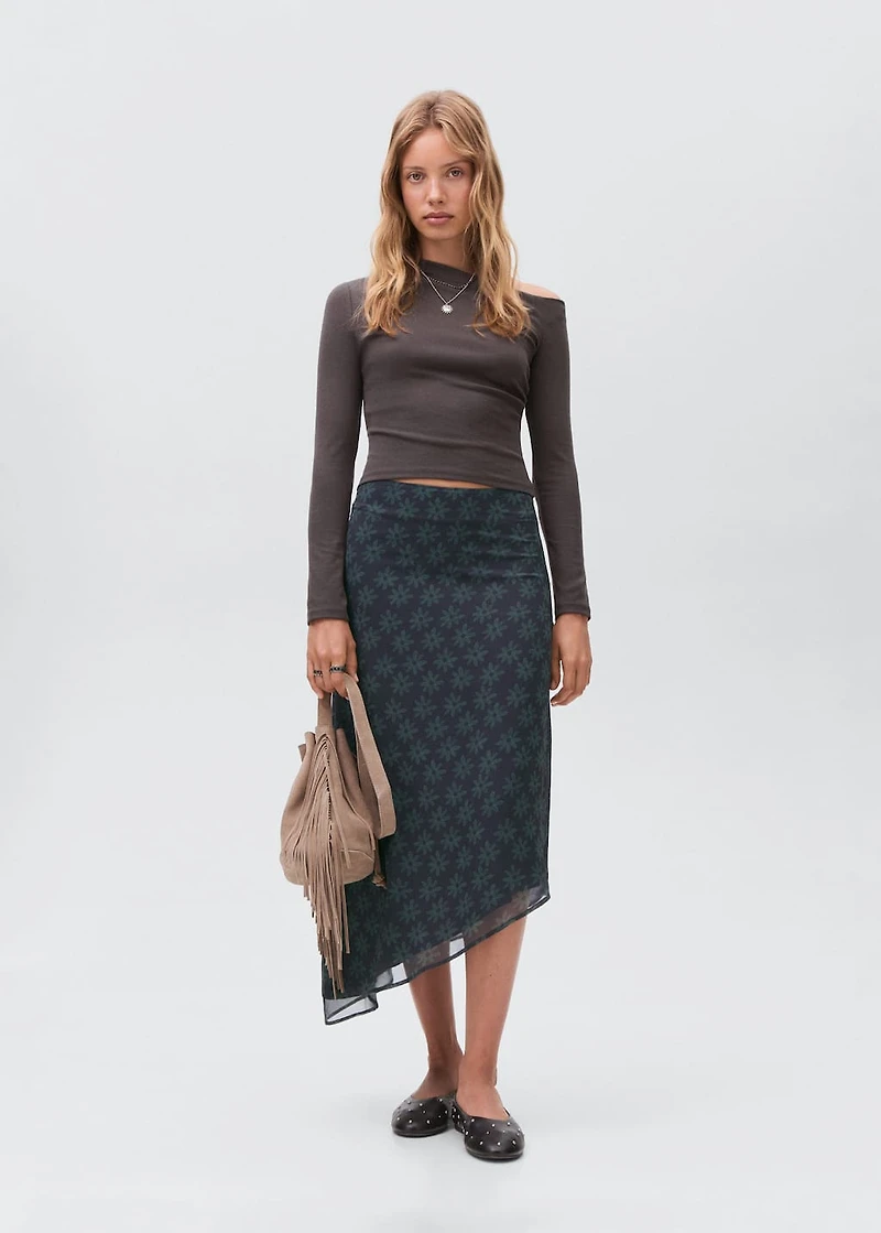 Asymmetrical floral skirt