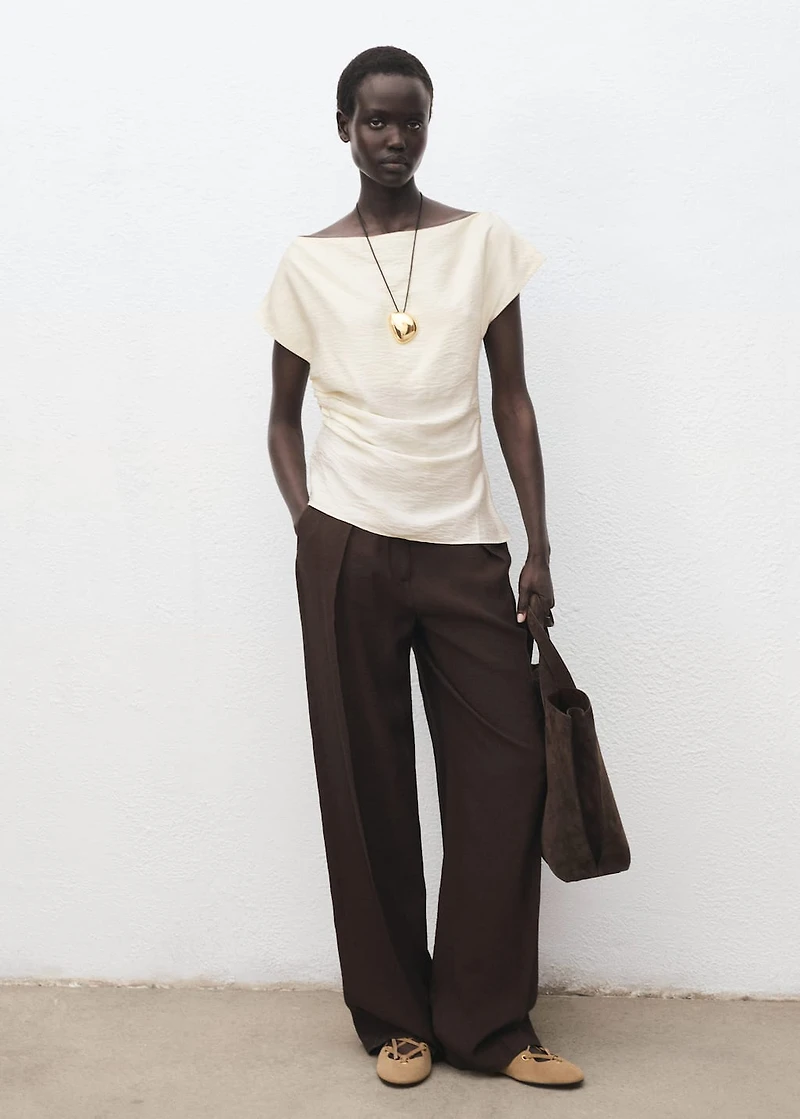 Modal blouse with asymmetrical collar