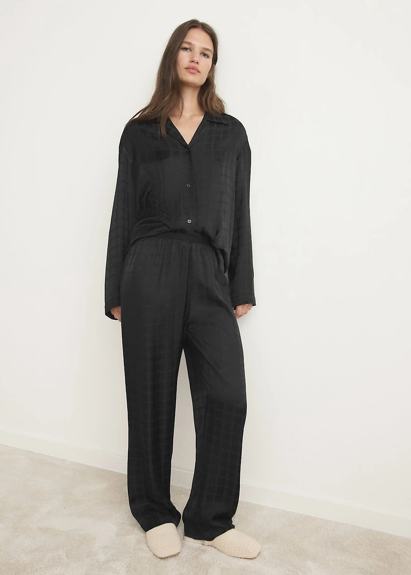 Rayon check pajama top