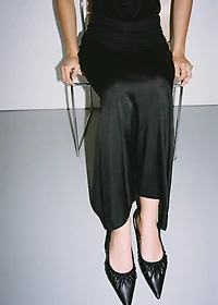 High-heel shoes with ruched bow
