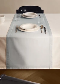 Cotton table runner with hemstitch detail