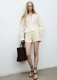 Embroidered lyocell blouse