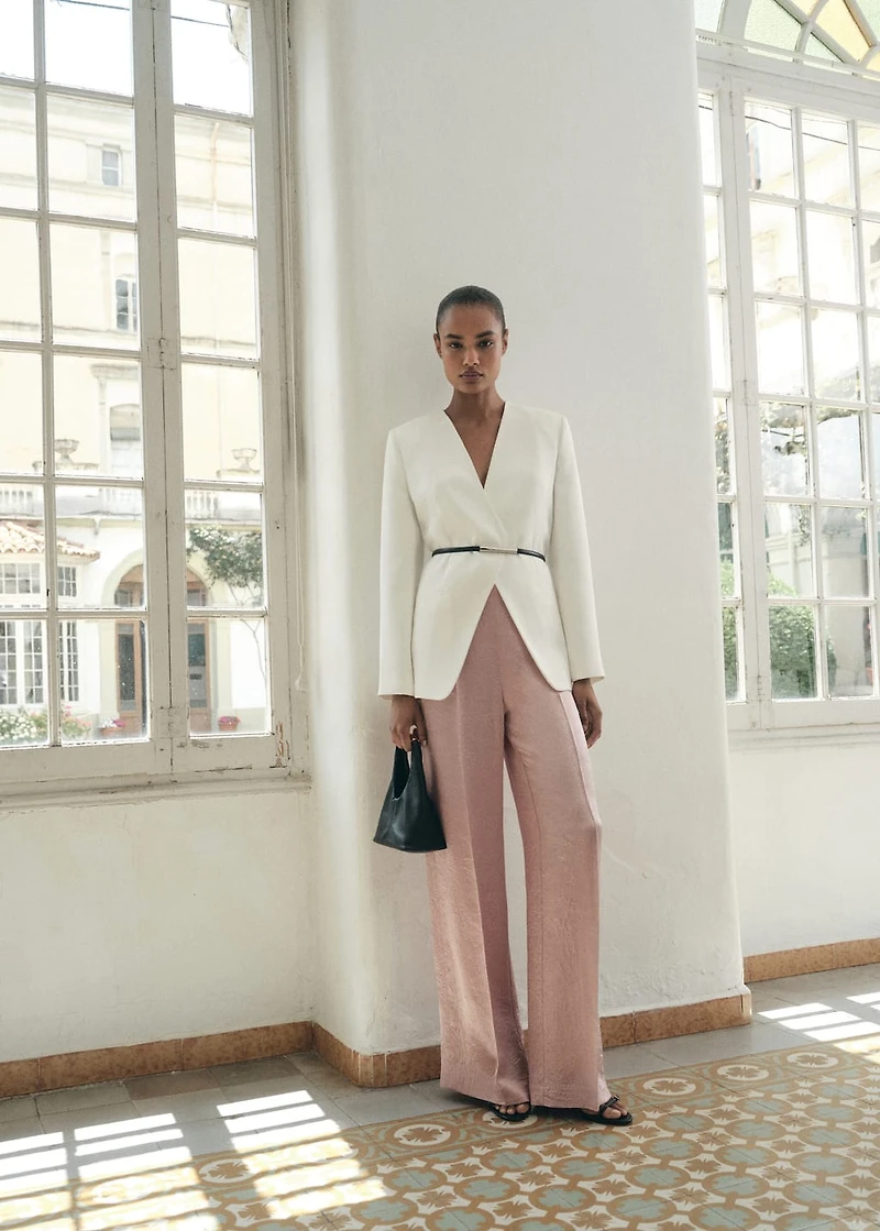 Satin crinkle-effect pants