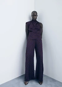 Polka dots flare trousers