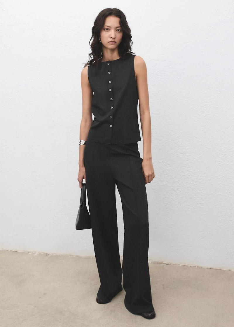 Straight-fit pants with elastic waist