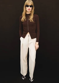 Pleated pants with zipper
