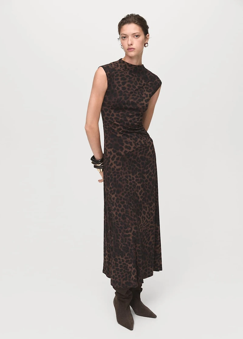 Leopard-print fitted dress