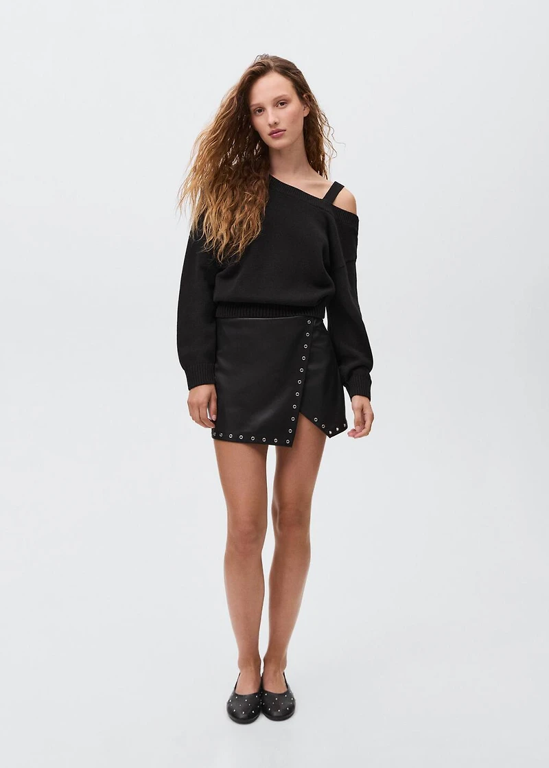 Leather-effect skirt with studs