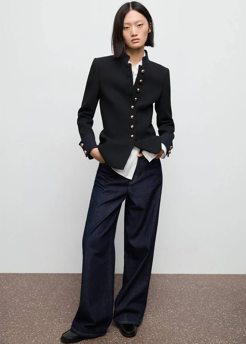 Fitted jacket with band collar