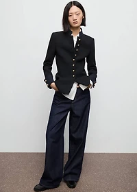 Fitted jacket with band collar