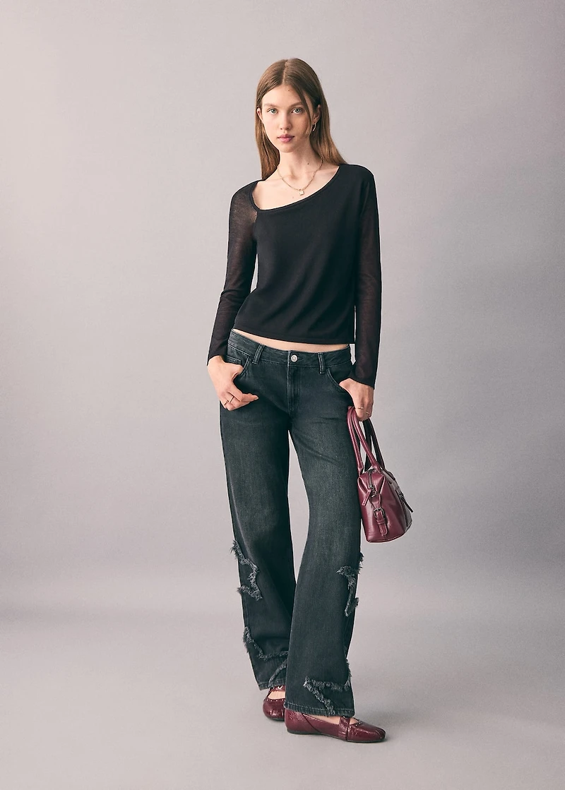 T-shirt with asymmetrical neckline