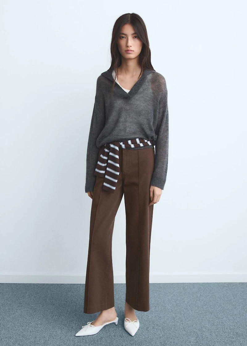 High-waist wide leg jeans with seams