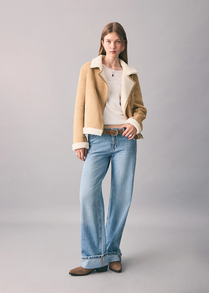 Shearling suede coat