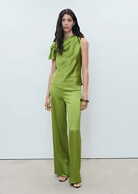 Satin shirt with draped detail