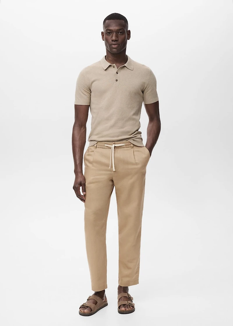 Slim-fit pants with drawstring