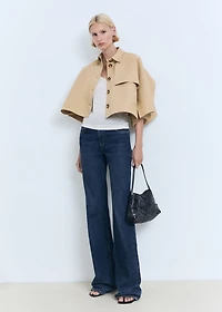 Cape-style cropped trench coat