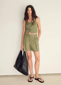 Linen-blend suit bermuda shorts