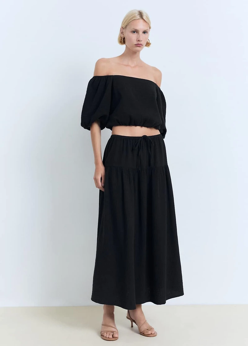 Cotton drawstring skirt