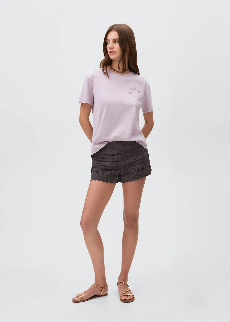 Crochet shorts with ruffles
