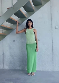 Long two-tone crochet dress