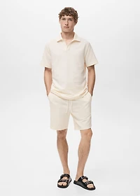 Cotton seersucker bermuda shorts with drawstring