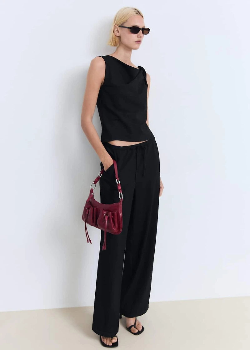 Asymmetrical draped top with straps