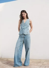 Buttoned denim vest