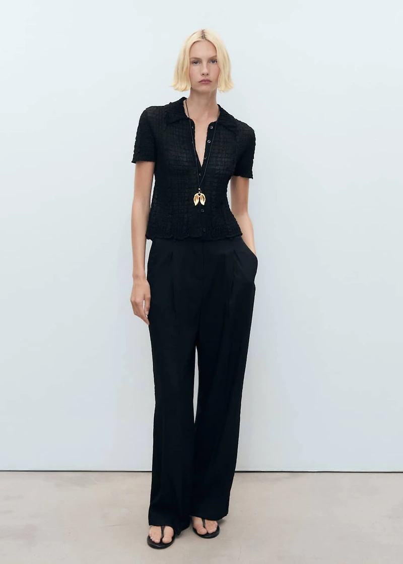 Wide leg pleated pants